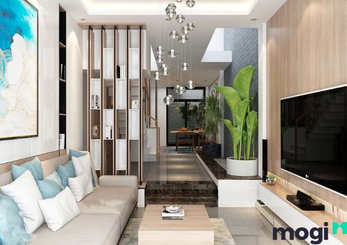 Mẫu vách ngăn phòng khách cho nhà ống đang được ưa chuộng nhất hiện nay