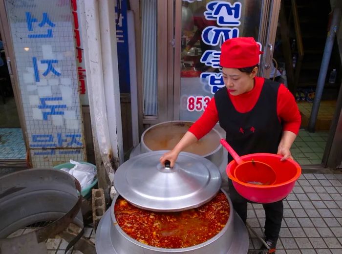 Okya restaurant is a popular destination for seonji gukbap – a hearty stew made with coagulated cow's blood.