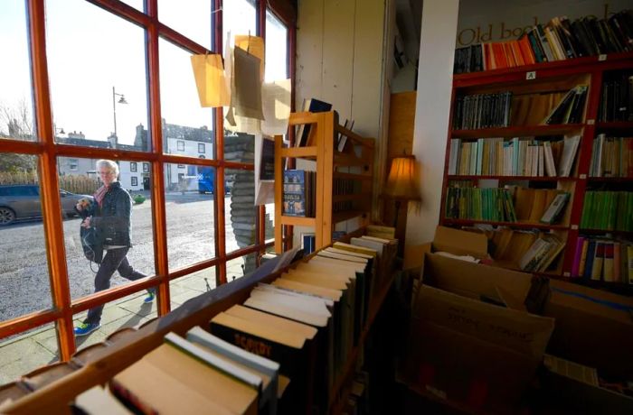 Wigtown is home to numerous bookstores, including The Book Shop, the largest second-hand bookstore in Scotland, as seen here.