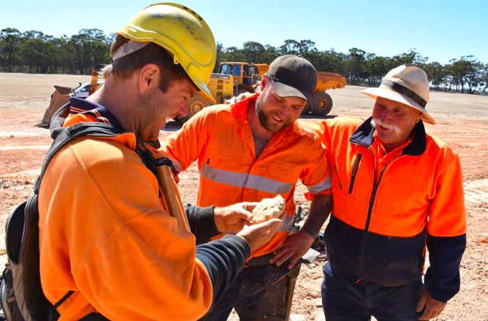 Ethan West, Brent Shannon, and Paul West are pictured in the goldfields.