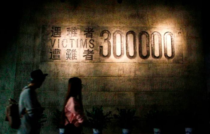 Visitors tour China’s Nanjing Massacre Memorial Hall on October 10, 2015.