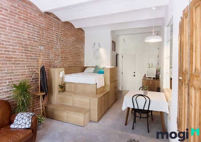 Thiết kế căn hộ studio đẹp 35m2 tối giản và tiện nghi