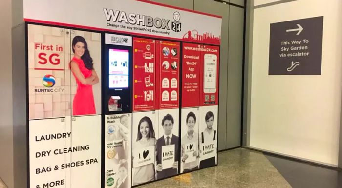 Imagine a laundromat inside a vending machine.