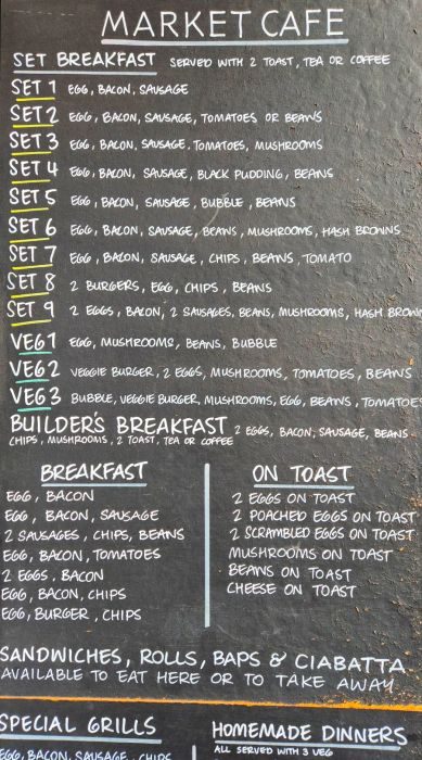 A calorific puzzle: A menu outside a London cafe lays out the dizzying array of breakfast options available.