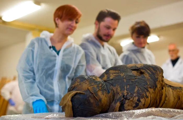 Archaeologists from the Warsaw Mummy Project closely examined the mummy, which was originally thought to be that of a priest.