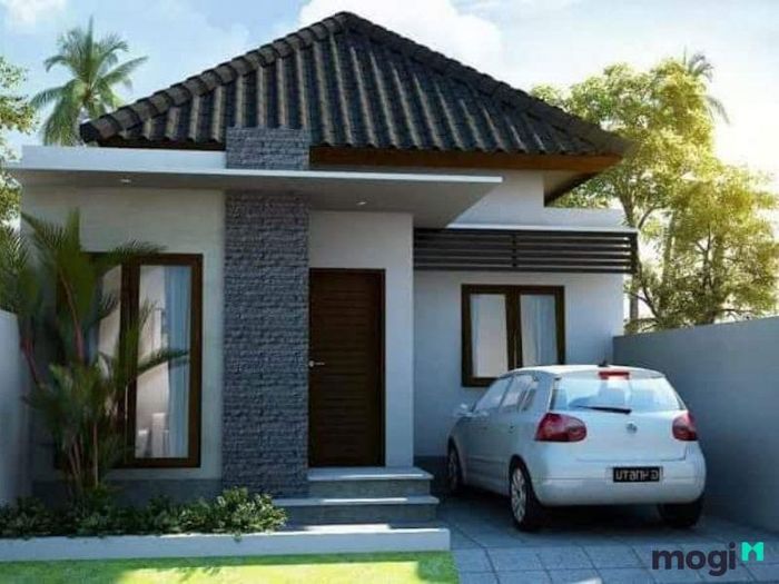 Mặt tiền nhà mái tôn thiết kế đơn giản.