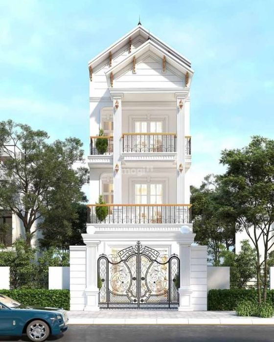 Nhà ống tân cổ điển 3 tầng, thiết kế sang trọng và hiện đại.
