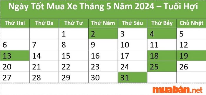Ngày đẹp để mua xe tháng 5 cho người tuổi Hợi