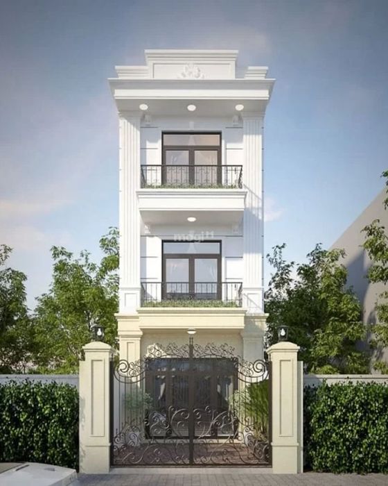 Nhà ống tân cổ điển 3 tầng, kiểu dáng tinh tế và hiện đại.
