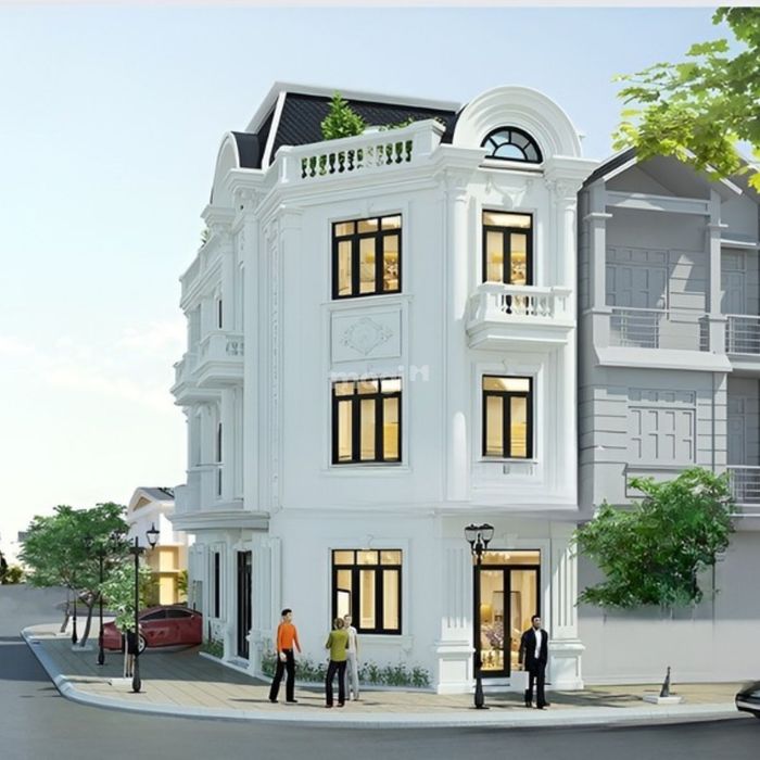 Nhà ống tân cổ điển 3 tầng, kiểu dáng hiện đại, ấn tượng với hai mặt tiền.