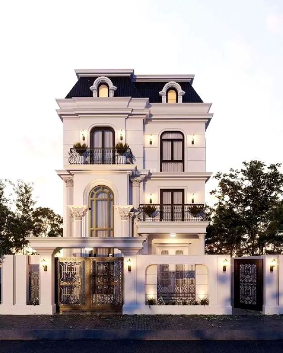 Nhà ống tân cổ điển 3 tầng, với thiết kế tinh tế và trang nhã.