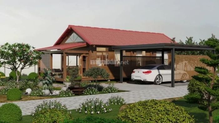 Nhà sân vườn cấp 4 kiểu nhà sàn đẹp, tạo nên không gian sống gần gũi với thiên nhiên, mộc mạc nhưng không kém phần tiện nghi.