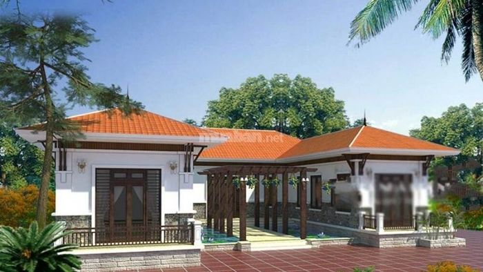 Cấu trúc nhà chữ U với hai cánh mở rộng hai bên, tạo không gian thông thoáng