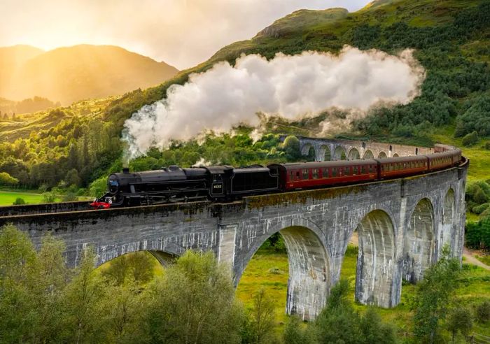 Magical journey: The iconic Glenfinnan Viaduct on the West Highland Railway Line featured prominently in the 