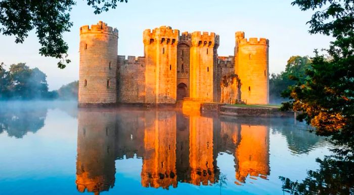 Bodiam Castle stands as the quintessential example of a medieval fortress.