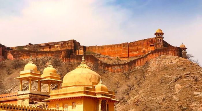 Perched atop a hill near Jaipur, the Amber Fortress commands stunning views.