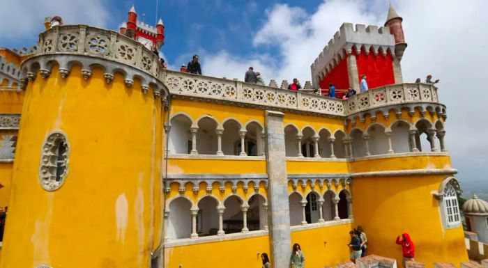 Portugal's Pena Palace is a striking blend of architectural styles, creating a unique and colorful masterpiece.