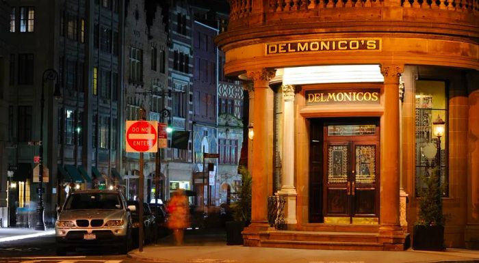 Delmonico's is located at the intersection of William and Beaver Streets.