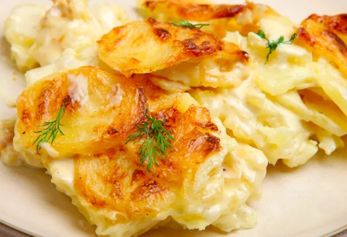 Golden, creamy, and with a crispy top – gratin Dauphinois potatoes are a French favorite.