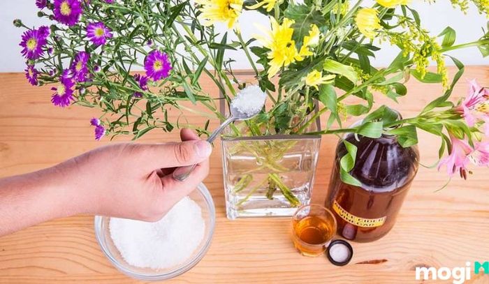 Một trong những công dụng tuyệt vời của giấm táo là khả năng ngăn chặn sự phát triển của vi sinh vật trong nước, giúp hoa tươi lâu hơn.
