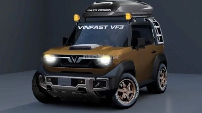 Bản độ VF3 với giá nóc có kiểu dáng mới lạ, mang đến sự khác biệt nổi bật so với các phiên bản khác.