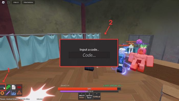 Hướng dẫn nhập mã code Unusual Roblox - bước 2