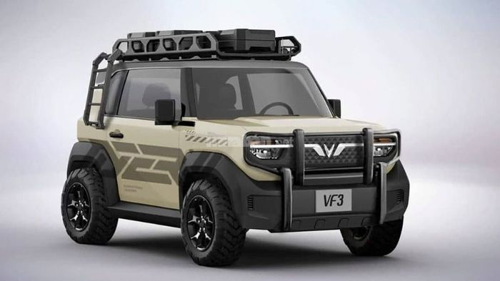 Phiên bản độ VinFast VF3 theo phong cách “off-road” kết hợp màu sắc một cách tinh tế, tạo nên vẻ đẹp thẩm mỹ hài hòa.