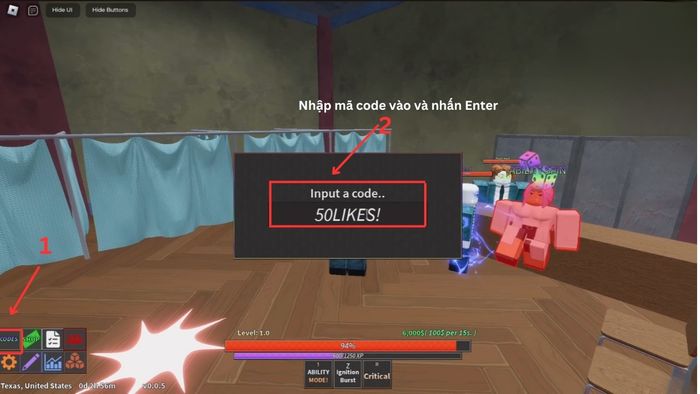 Cách nhập mã code nhanh chóng trong game Roblox