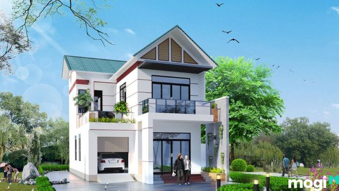 Mẫu nhà vườn 2 tầng đơn giản, hiện đại