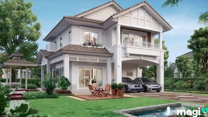 Mẫu nhà vườn 2 tầng theo phong cách tân cổ điển, sự kết hợp hoàn mỹ giữa vẻ đẹp cổ điển và sự hiện đại, đem lại không gian sống đẳng cấp với các chi tiết tinh xảo và vật liệu cao cấp.