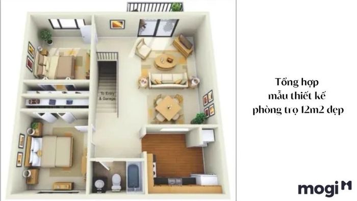 Danh sách các mẫu thiết kế phòng trọ 12m2 đẹp mắt và tiện nghi