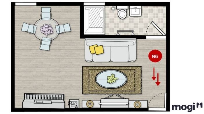 Tránh bố trí cửa chính đối diện nhà vệ sinh khi thiết kế phòng trọ