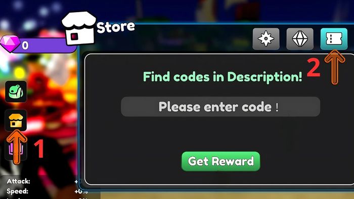 Hướng dẫn nhập code RNG Hero Squad - bước 1