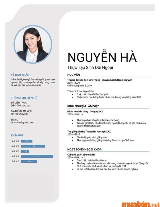 Mẫu CV xin việc dành cho sinh viên - Mẫu 2