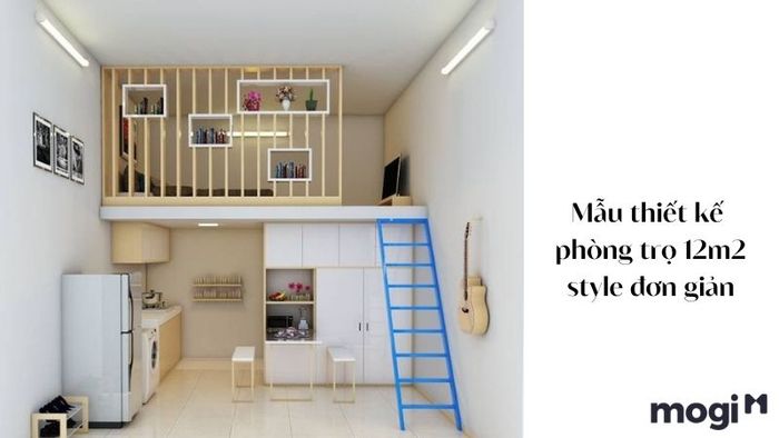 Mẫu thiết kế phòng trọ 12m2 phong cách đơn giản