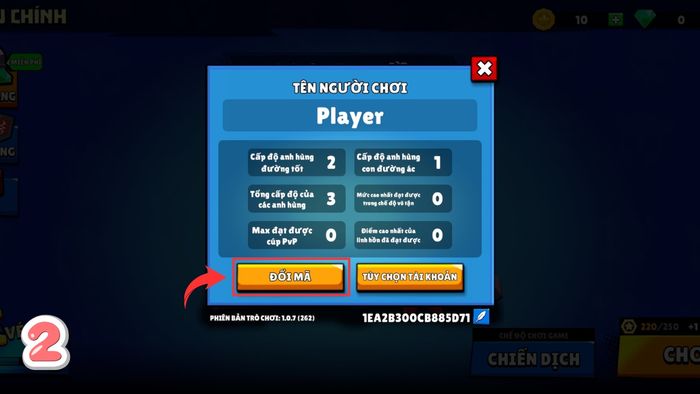 Hướng dẫn nhập mã Code Clash of Destiny - bước 2