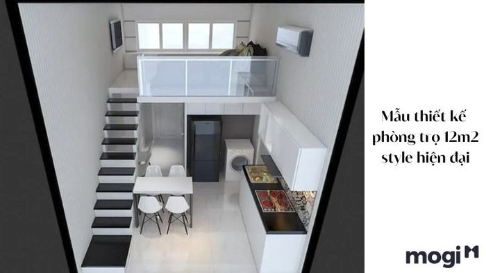 Mẫu thiết kế phòng trọ 12m2 hiện đại và tiện ích