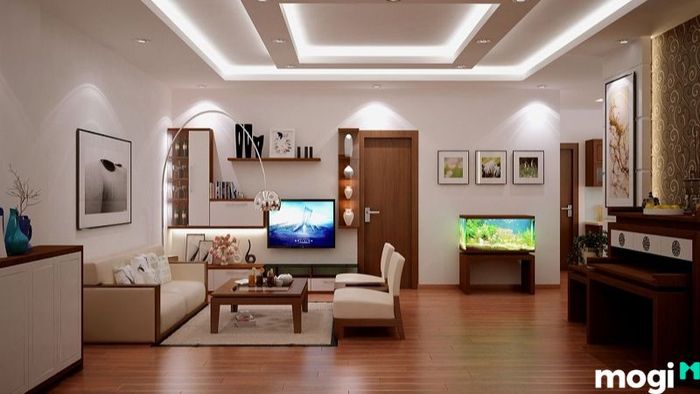 Trần thạch cao phòng khách chìm