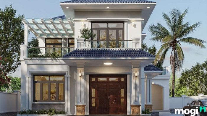 Mẫu nhà vườn 2 tầng đơn giản với mái Nhật