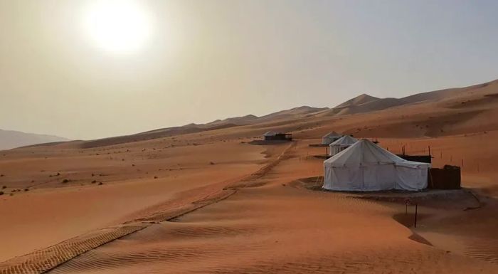 Liwa Nights offers a small collection of tents set on a gentle incline.