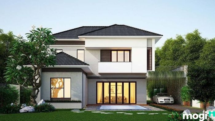 Mẫu nhà vườn 2 tầng phong cách tân cổ điển