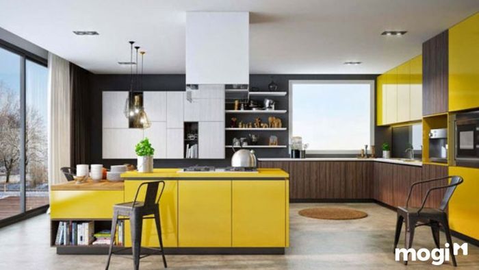 Mẫu thiết kế căn hộ mini 15m2 với bếp mở, tạo sự thoáng đãng