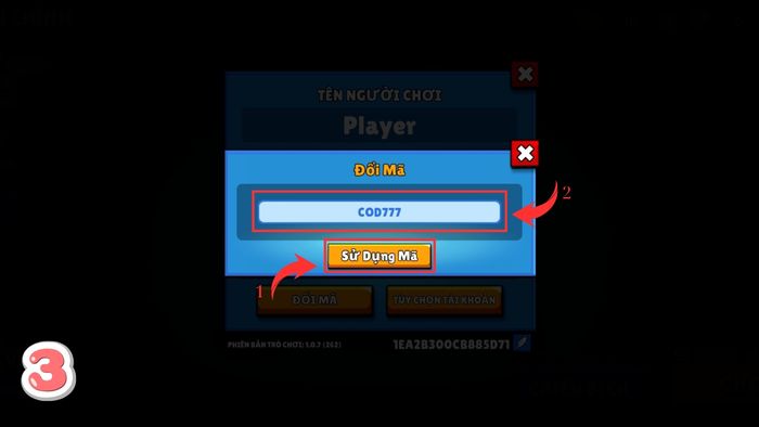 Hướng dẫn nhập mã Code Clash of Destiny - bước 3
