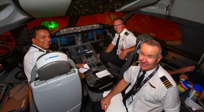 Captain Alex Passerini led the flight (pictured left).