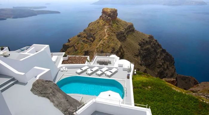 Grace Hotel is set above the dramatic cliffs of Santorini's Caldera.