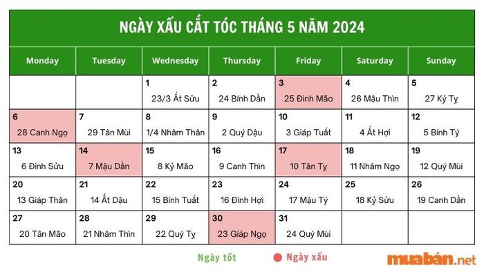 Các ngày xấu trong tháng 5 không nên chọn để cắt tóc