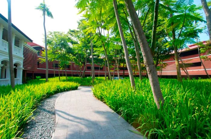 A winding path leads guests to the rooms inside the Capella.