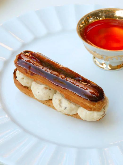 A standout item on the menu is the savory éclair.