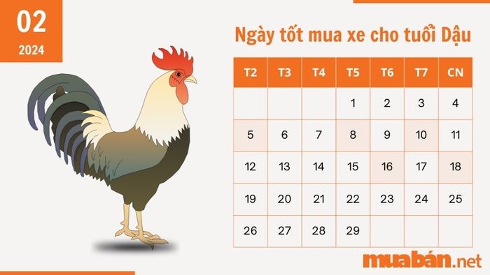 Ngày tốt mua xe tháng 2 năm 2024 cho người tuổi Dậu