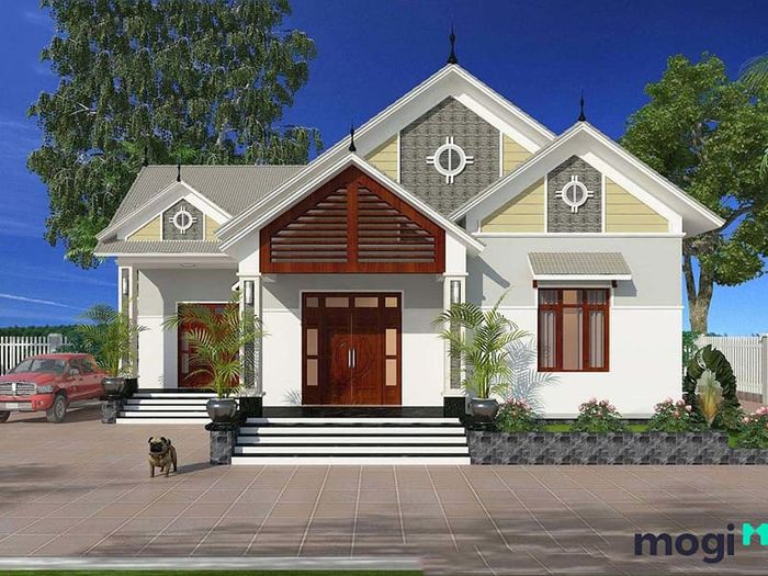 Nhà cấp 4 mái tôn đẹp có gác lửng